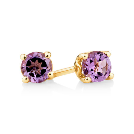 4mm Stud Earrings with Amethyst in 10ct Yellow Gold 4mm Stud Earrings with Amethyst in 10ct Yellow Gold