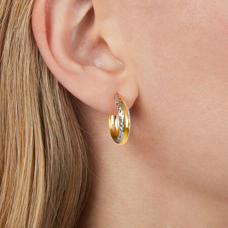 Hoop Earrings in 10ct Yellow & White Gold Hoop Earrings in 10ct Yellow & White Gold