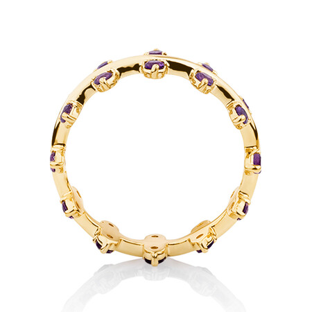Double Zipper Ring With Natural Amethyst in 10kt Yellow Gold Double Zipper Ring With Natural Amethyst in 10kt Yellow Gold