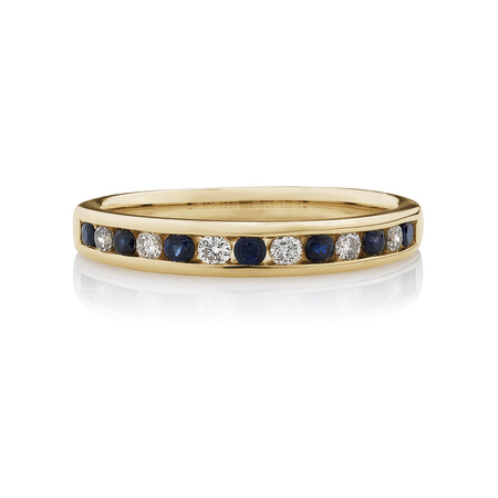 Ring with Sapphire & 0.15 Carat TW of Diamonds in 10kt Yellow Gold Ring with Sapphire & 0.15 Carat TW of Diamonds in 10kt Yellow Gold
