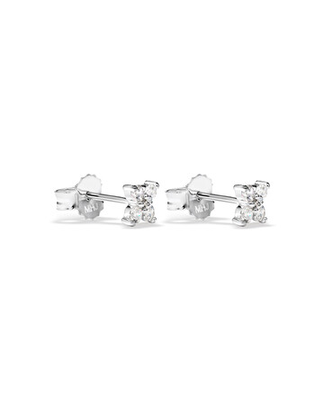 Floral Stud Earrings with Cubic Zirconia in Sterling Silver Floral Stud Earrings with Cubic Zirconia in Sterling Silver