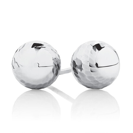 7mm Patterned Stud Earrings in 10kt White Gold 7mm Patterned Stud Earrings in 10kt White Gold