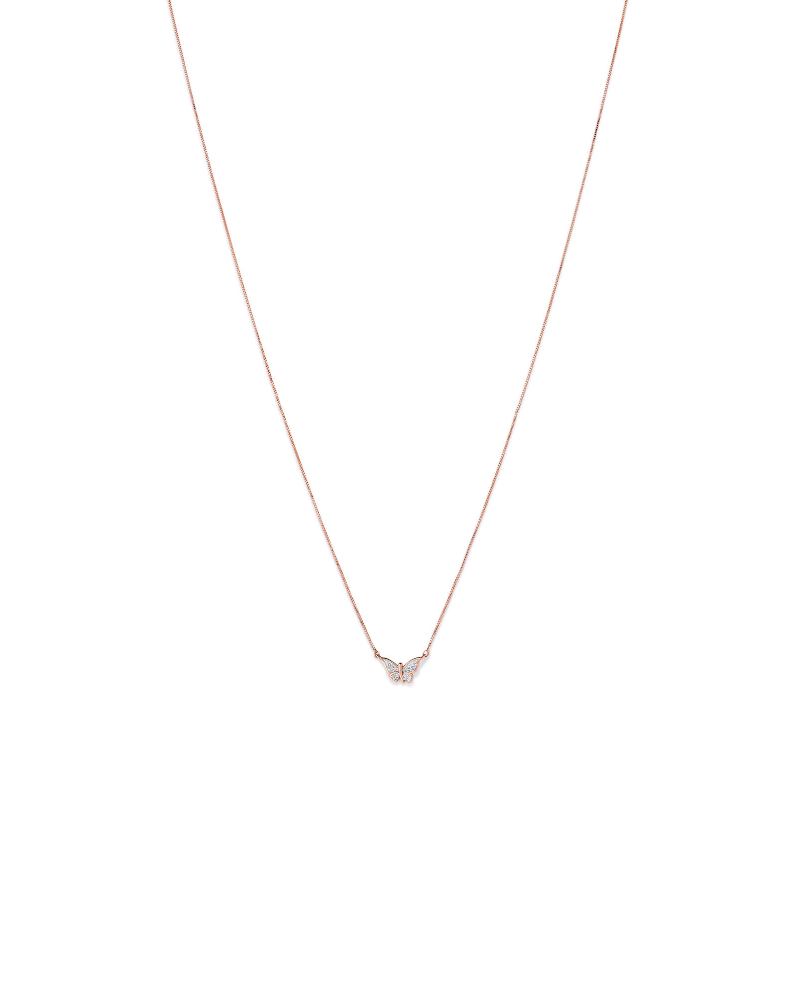 Butterfly Necklace with Diamonds in 10ct Rose Gold