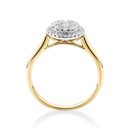 Round Cluster Halo Ring with 0.50ct TW of Diamonds in 10ct Yellow Gold Round Cluster Halo Ring with 0.50ct TW of Diamonds in 10ct Yellow Gold