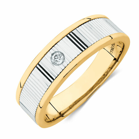 Men's Ring with Diamonds in 10kt Yellow & White Gold