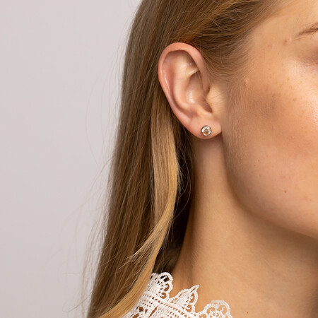 Stud Earrings with Morganite Cubic Zirconia in Sterling Silver Stud Earrings with Morganite Cubic Zirconia in Sterling Silver