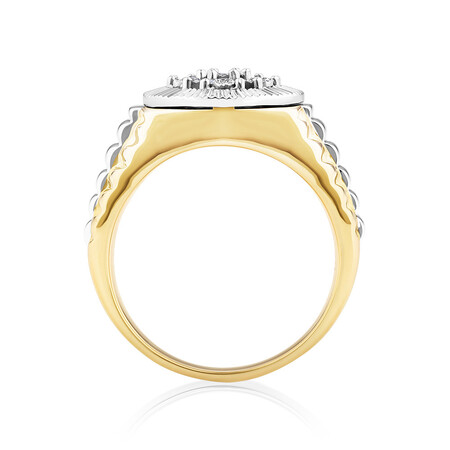 Men's Ring with 1/4 Carat TW of Diamonds in 10ct Yellow & White Gold Men's Ring with 1/4 Carat TW of Diamonds in 10ct Yellow & White Gold