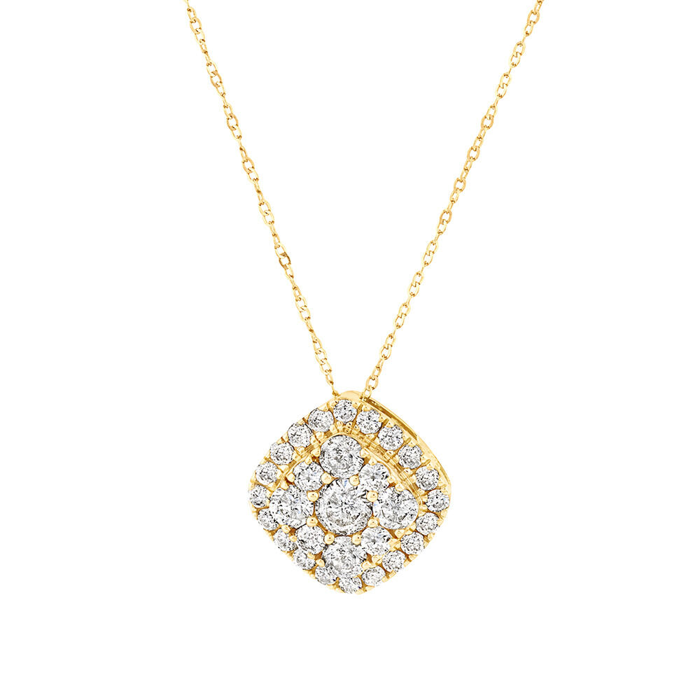 Cluster Pendant with 1 Carat TW of Diamonds in 10ct Yellow Gold
