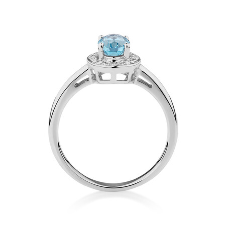 Halo Ring with Topaz & Diamonds in Sterling Silver Halo Ring with Topaz & Diamonds in Sterling Silver