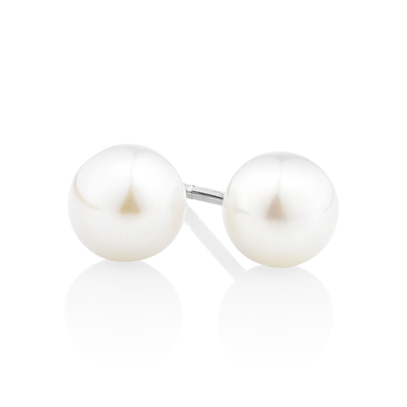 Stud Earrings with 6mm Button Cultured Freshwater Pearls in Sterling Silver Stud Earrings with 6mm Button Cultured Freshwater Pearls in Sterling Silver