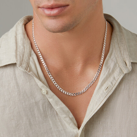 55cm (22") 5mm-5.5mm Width Curb Chain in Sterling Silver 55cm (22") 5mm-5.5mm Width Curb Chain in Sterling Silver