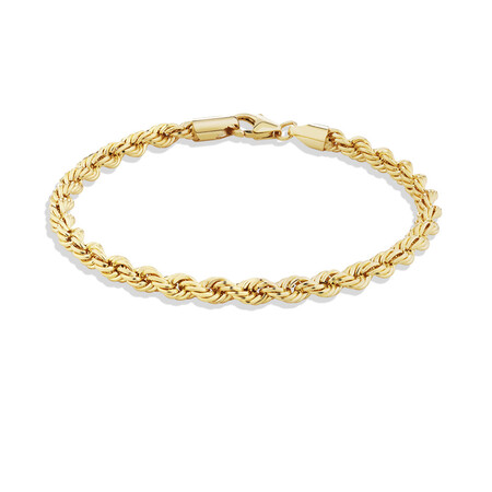 19cm (7.5") 4mm-4.5mm Width Rope Bracelet in 10kt Yellow Gold 19cm (7.5") 4mm-4.5mm Width Rope Bracelet in 10kt Yellow Gold