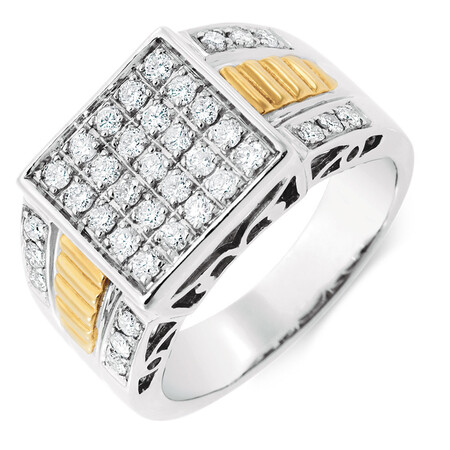 Men's Ring with 1 Carat TW of Diamonds in 10ct Yellow & White Gold Men's Ring with 1 Carat TW of Diamonds in 10ct Yellow & White Gold