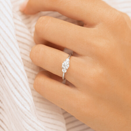 Sir Michael Hill Designer Three Stone Engagement Ring with 0.90 Carat TW of Diamonds in 18ct White Gold Sir Michael Hill Designer Three Stone Engagement Ring with 0.90 Carat TW of Diamonds in 18ct White Gold