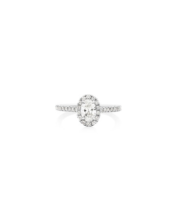 Halo Oval Engagement Ring with 0.92 Carat TW of Diamonds in 14ct White Gold Halo Oval Engagement Ring with 0.92 Carat TW of Diamonds in 14ct White Gold
