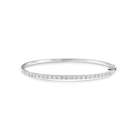 61mm Oval Diamond Bangle with 1 Carat TW of Diamonds in 10kt White Gold 61mm Oval Diamond Bangle with 1 Carat TW of Diamonds in 10kt White Gold