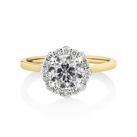 Southern Star Halo Engagement Ring with 1.45 Carat TW of Diamonds in 18kt Yellow & White Gold Southern Star Halo Engagement Ring with 1.45 Carat TW of Diamonds in 18kt Yellow & White Gold