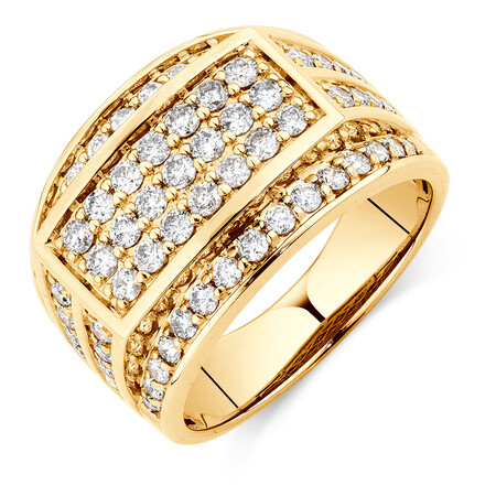 Men's Ring with 1.95 Carat TW of Diamonds in 10kt Yellow Gold Men's Ring with 1.95 Carat TW of Diamonds in 10kt Yellow Gold