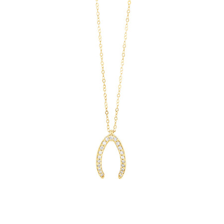 Mark Hill Wishbone Necklace with 0.08 Carat TW of Diamonds in 10ct Yellow Gold Mark Hill Wishbone Necklace with 0.08 Carat TW of Diamonds in 10ct Yellow Gold