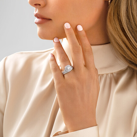 Bridal Set with 1.18 Carat TW of Diamonds in 14ct White Gold Bridal Set with 1.18 Carat TW of Diamonds in 14ct White Gold