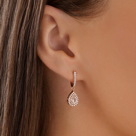Michael Hill Designer Fashion Drop Earrings with Morganite & 0.38 Carat TW of Diamonds in 10ct Rose Gold Michael Hill Designer Fashion Drop Earrings with Morganite & 0.38 Carat TW of Diamonds in 10ct Rose Gold