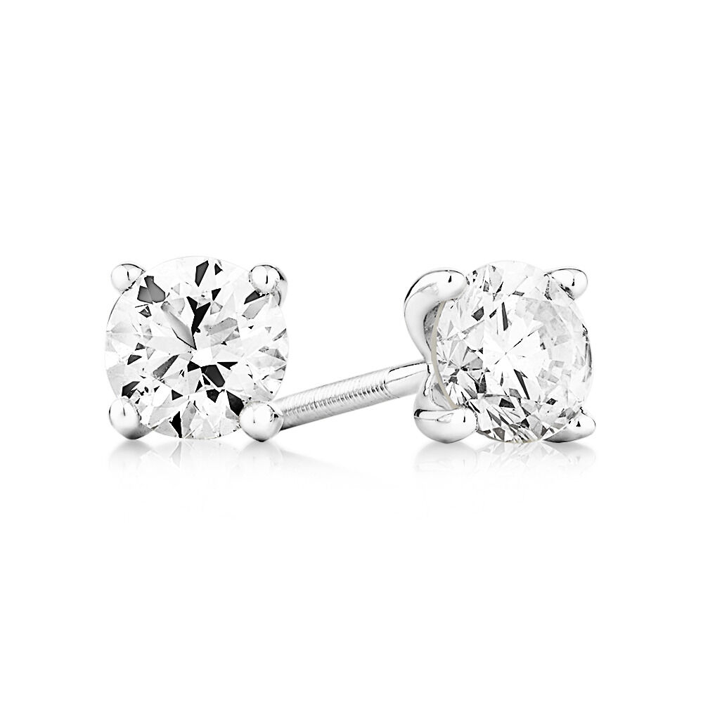 Stud Earrings with 1 Carat TW of Diamonds in 14ct White Gold