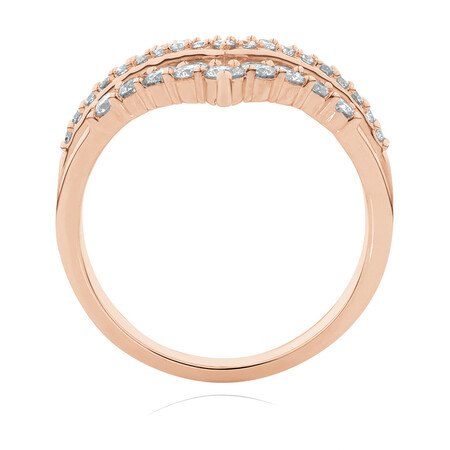 Three Row Chevron Ring with 0.75 Carat TW of Diamonds in 10kt Rose Gold Three Row Chevron Ring with 0.75 Carat TW of Diamonds in 10kt Rose Gold