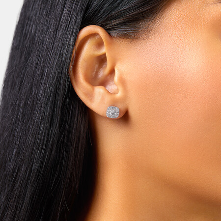 Cluster Stud Earrings with 0.50 Carat TW of Diamonds in 10kt White Gold Cluster Stud Earrings with 0.50 Carat TW of Diamonds in 10kt White Gold