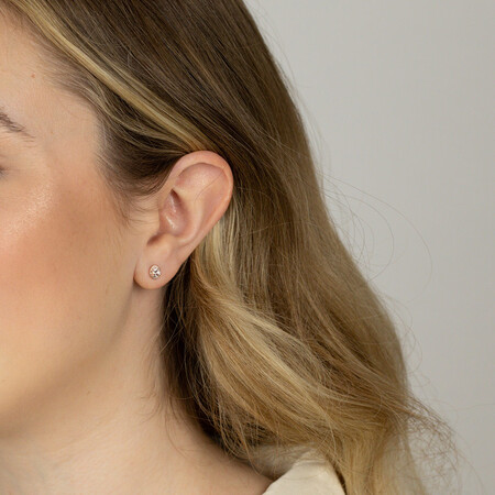 Halo Stud Earrings with Diamonds & Morganite in 10ct Rose Gold Halo Stud Earrings with Diamonds & Morganite in 10ct Rose Gold