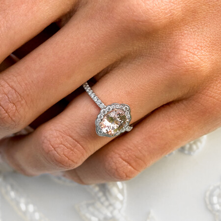 Sir Michael Hill Designer Engagement Ring with Morganite & 0.40 Carat TW of Diamonds in 18kt White Gold Sir Michael Hill Designer Engagement Ring with Morganite & 0.40 Carat TW of Diamonds in 18kt White Gold