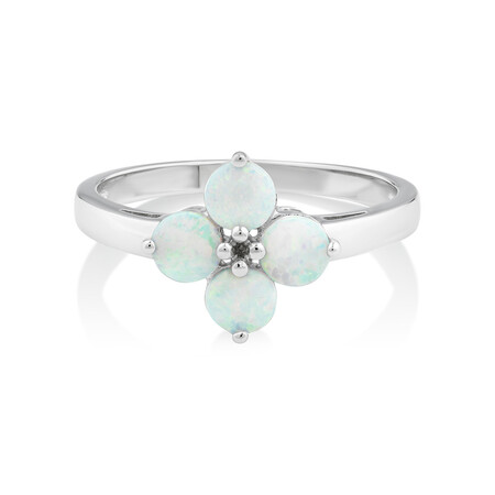 Created Opal Floral Ring in Sterling Silver Created Opal Floral Ring in Sterling Silver