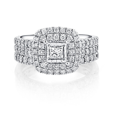 Bridal Set with 1 1/2 Carat TW of Diamonds in 14ct White Gold Bridal Set with 1 1/2 Carat TW of Diamonds in 14ct White Gold