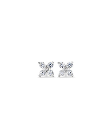 Floral Stud Earrings with Cubic Zirconia in Sterling Silver Floral Stud Earrings with Cubic Zirconia in Sterling Silver
