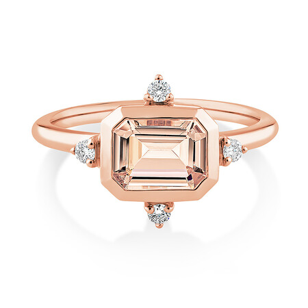 Bezel Ring with Morganite & Diamonds in 10kt Rose Gold Bezel Ring with Morganite & Diamonds in 10kt Rose Gold