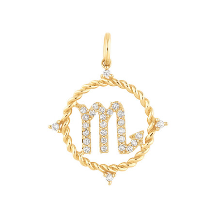 Scorpio Zodiac Pendant with 0.20 Carat TW of Diamonds in 10kt Yellow Gold Scorpio Zodiac Pendant with 0.20 Carat TW of Diamonds in 10kt Yellow Gold