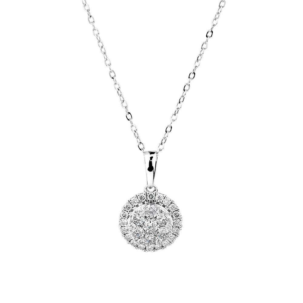 Cluster Pendant with 0.50 Carat TW of Diamonds in 10ct White Gold