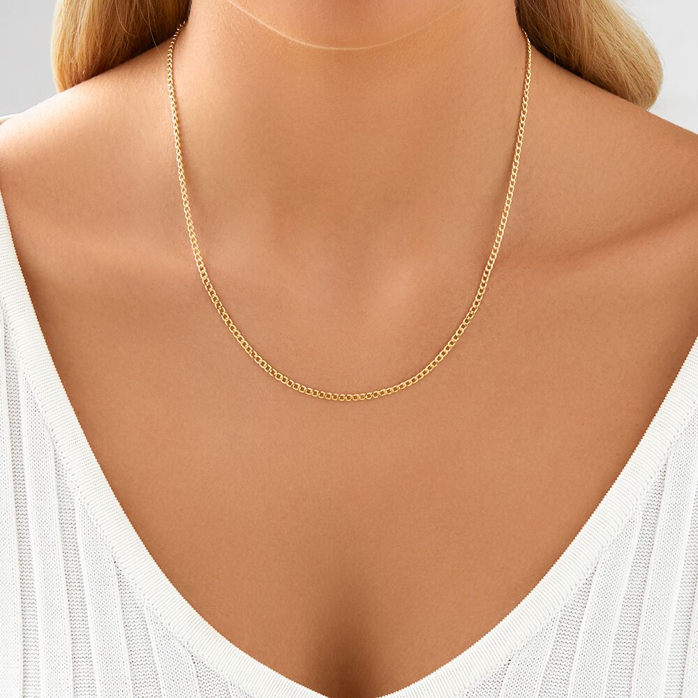 Hollow Curb Chain in 10kt Yellow Gold