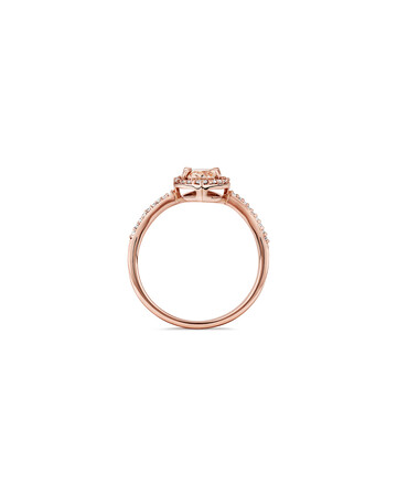 Halo Ring with Morganite & 0.20 Carat TW of Diamonds in 10ct Rose Gold Halo Ring with Morganite & 0.20 Carat TW of Diamonds in 10ct Rose Gold