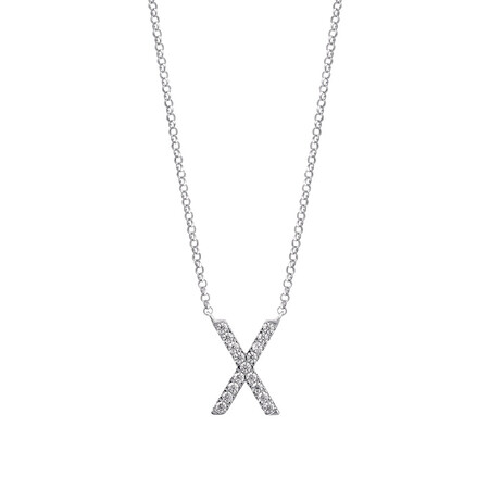 "X" Initial necklace with 0.10 Carat TW of Diamonds in 10ct White Gold "X" Initial necklace with 0.10 Carat TW of Diamonds in 10ct White Gold
