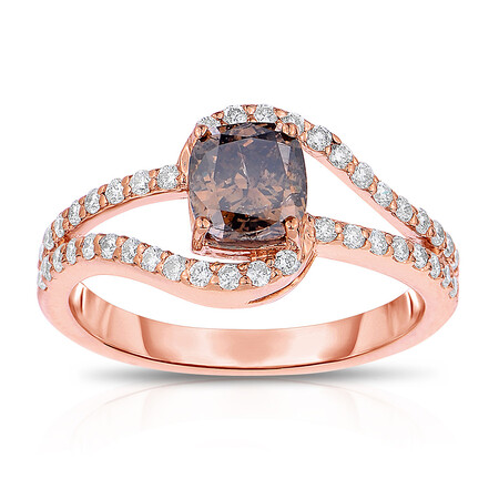 Ring with 1.12 Carat TW of Brown & White Diamonds in 14ct Rose Gold Ring with 1.12 Carat TW of Brown & White Diamonds in 14ct Rose Gold
