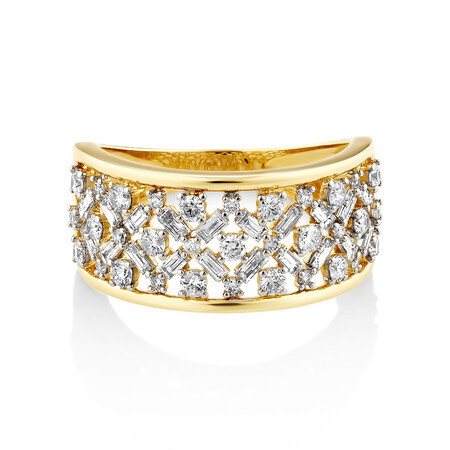 Fancy Ring with 0.97 Carat TW of Diamonds in 10kt Yellow Gold Fancy Ring with 0.97 Carat TW of Diamonds in 10kt Yellow Gold