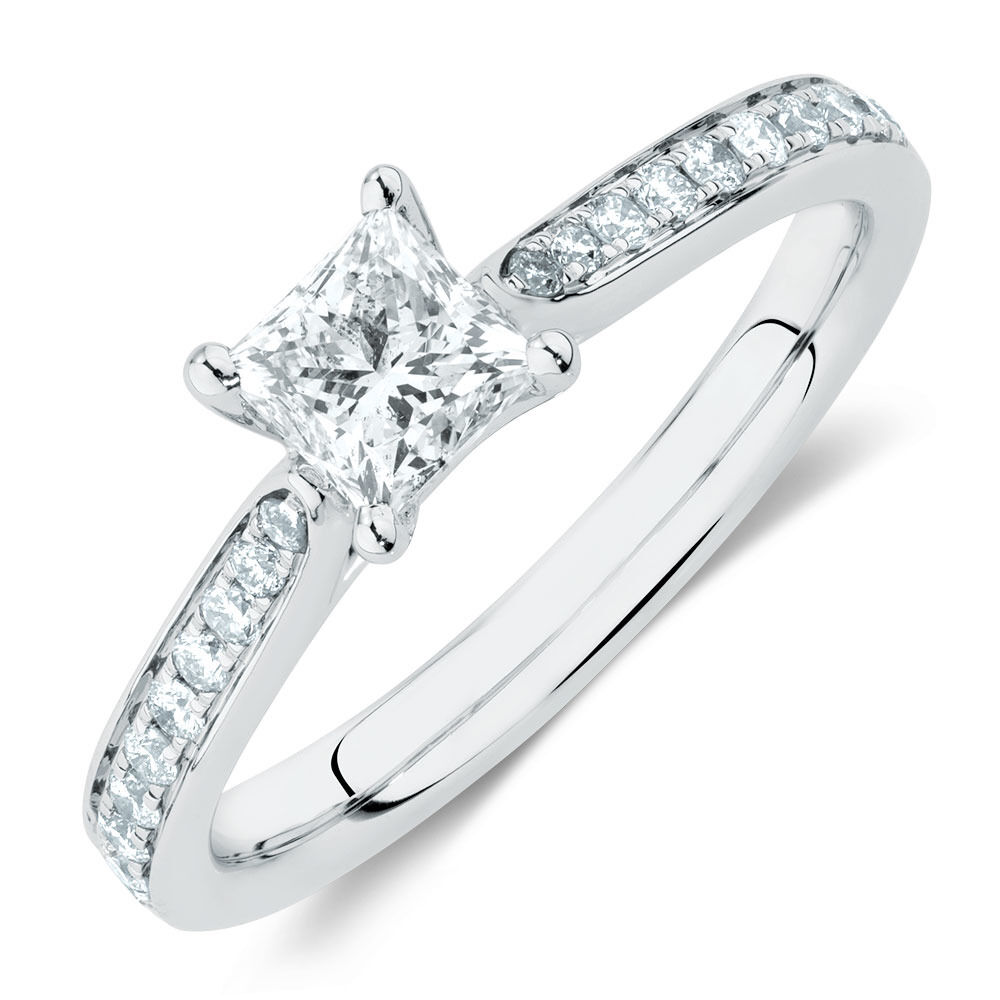 Solitaire Engagement Ring With 0.78 Carat TW of Diamonds In 14ct White Gold
