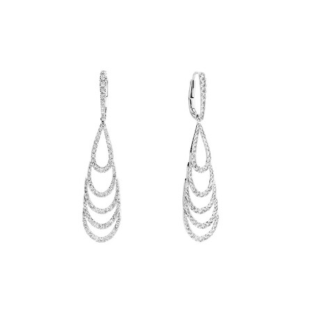 Teardrop Earrings with 2 Carat TW of Diamonds in 10ct White Gold Teardrop Earrings with 2 Carat TW of Diamonds in 10ct White Gold