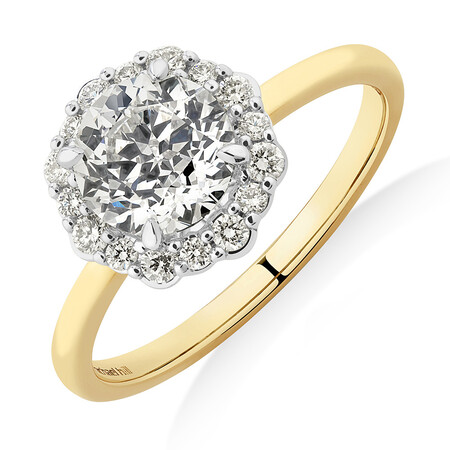 Southern Star Halo Engagement Ring with 1.45 Carat TW of Diamonds in 18kt Yellow & White Gold Southern Star Halo Engagement Ring with 1.45 Carat TW of Diamonds in 18kt Yellow & White Gold