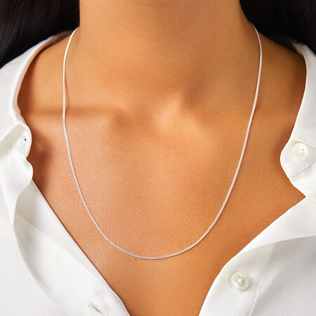 55cm (22") 1mm-1.5mm Width Curb Chain in Sterling Silver 55cm (22") 1mm-1.5mm Width Curb Chain in Sterling Silver