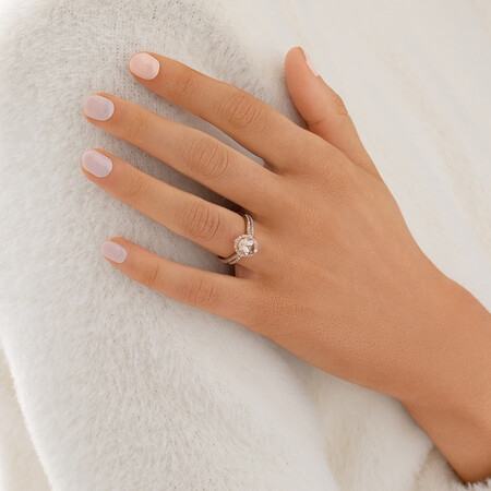 Bridal Set with 0.30 Carat TW of Diamonds & Morganite in 14ct Rose Gold Bridal Set with 0.30 Carat TW of Diamonds & Morganite in 14ct Rose Gold