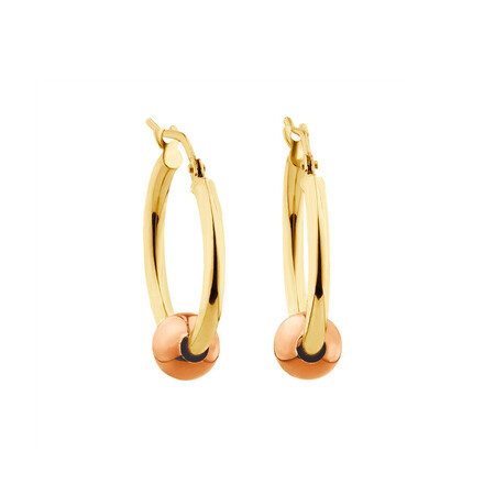 Ball Hoop Earrings in 10ct Yellow & Rose Gold Ball Hoop Earrings in 10ct Yellow & Rose Gold