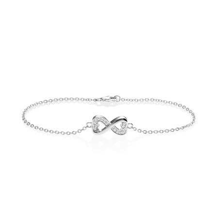 Infinity Bracelet with White Cubic Zirconia in Sterling Silver Infinity Bracelet with White Cubic Zirconia in Sterling Silver