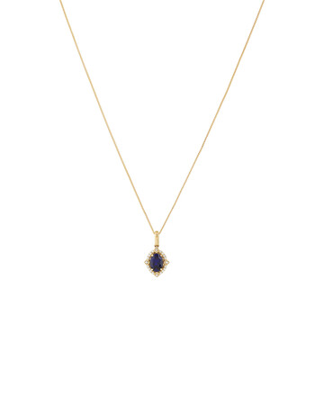 Pendant with Laboratory Created Sapphire & Natural Diamonds in 10kt Yellow Gold Pendant with Laboratory Created Sapphire & Natural Diamonds in 10kt Yellow Gold