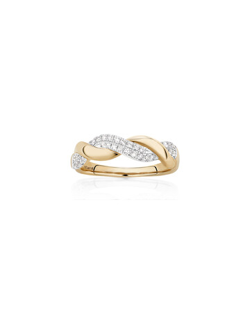 Twist Ring with 1/5 Carat TW of Diamonds in 10ct Yellow Gold Twist Ring with 1/5 Carat TW of Diamonds in 10ct Yellow Gold